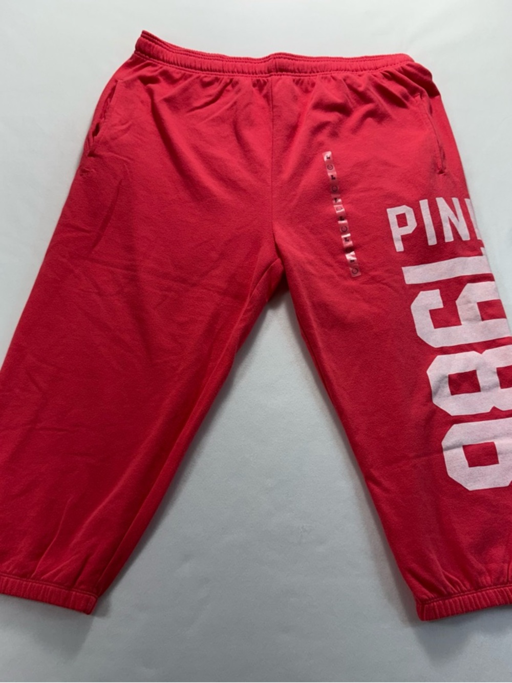 PINK Victoria's Secret Hot Pink Capri Sweatpants with White Logo